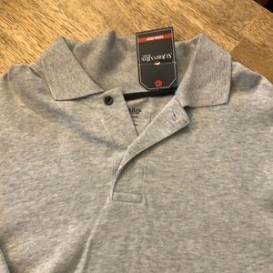 LARGE MENS GREY LONG SLEEVE POLO